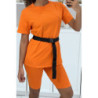 Ensemble T-shirt et cycliste orange avec ceinture