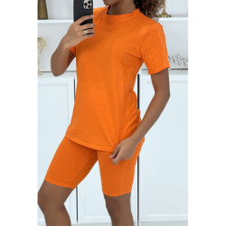 Ensemble T-shirt et cycliste orange avec ceinture