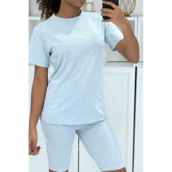 Ensemble T-shirt et cycliste bleu avec ceinture