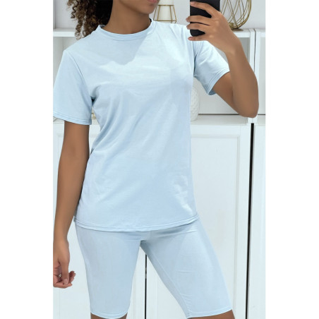 Ensemble T-shirt et cycliste bleu avec ceinture