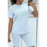 Ensemble T-shirt et cycliste bleu avec ceinture
