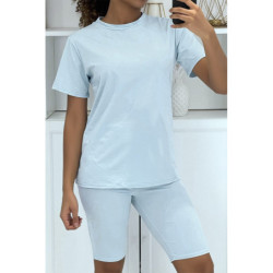 Ensemble T-shirt et cycliste bleu avec ceinture