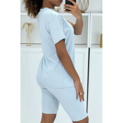 Ensemble T-shirt et cycliste bleu avec ceinture