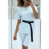 Ensemble T-shirt et cycliste bleu avec ceinture