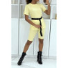 -Ensemble T-shirt et cycliste jaune avec ceinture