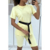 -Ensemble T-shirt et cycliste jaune avec ceinture