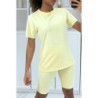 -Ensemble T-shirt et cycliste jaune avec ceinture