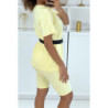-Ensemble T-shirt et cycliste jaune avec ceinture