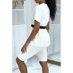 Ensemble T-shirt et cycliste beige avec ceinture