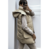 Ensemble 3 pièces doudoune sweat et jogging super épais en taupe