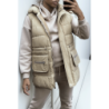 Ensemble 3 pièces doudoune sweat et jogging super épais en taupe
