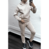 Ensemble 3 pièces doudoune sweat et jogging super épais en taupe