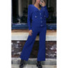 Ensemble royal gilet et pantalon palazzo en jaquard très extensible