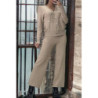 Ensemble taupe gilet et pantalon palazzo en jaquard très extensible