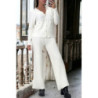 Ensemble blanc gilet et pantalon palazzo en jaquard très extensible