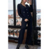 Ensemble noir gilet et pantalon palazzo en jaquard très extensible