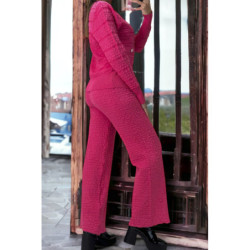 Ensemble fuchsia gilet et pantalon palazzo en jaquard très extensible