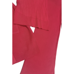 Ensemble 3 pièces gilet débardeur et pantalon palazzo fuchsia