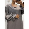 Longue abaya antharcite froncé aux manches