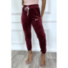 Jogging bordeaux très chic en peau de pêche