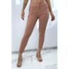 Bas de jogging rose à bandes blanches style rétro