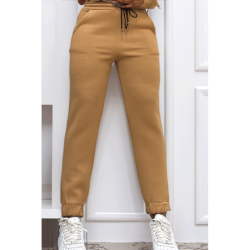 Jogging molletonné ultra épais en camel avec poches