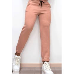 Jogging molletonné ultra épais en rose avec poches