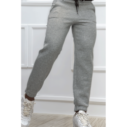 Jogging molletonné ultra épais en gris avec poches