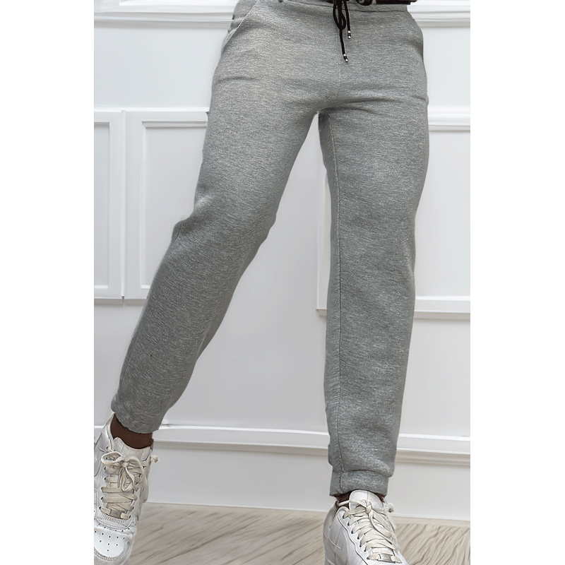 Jogging molletonné ultra épais en gris avec poches
