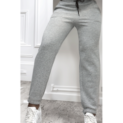 Jogging molletonné ultra épais en gris avec poches