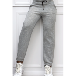 Jogging molletonné ultra épais en gris avec poches