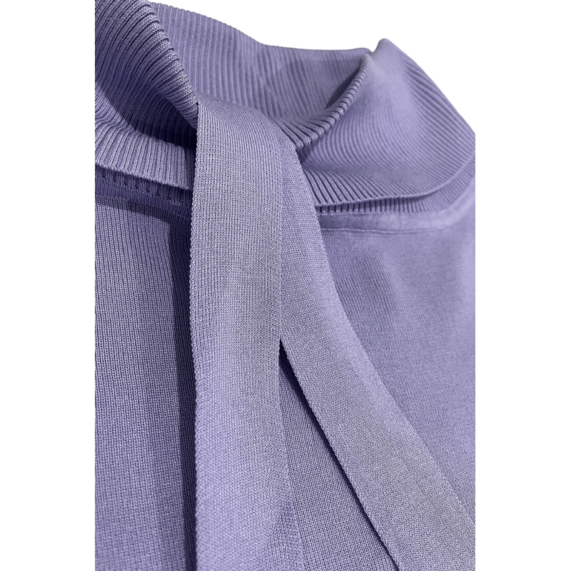 Ensemble pull col roulé tombant over size et palazzo violet