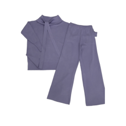 Ensemble pull col roulé tombant over size et palazzo violet
