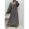 Longue abaya antharcite froncé aux manches