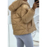 Doudoune taupe à capuche en relief triangulaire légère et chaleureuse indispensable de l'hiver