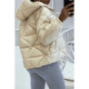 Doudoune beige à capuche en relief triangulaire légère et chaleureuse indispensable de l'hiver