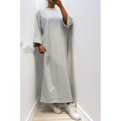 Longue robe over size en coton gris très épais
