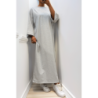 Longue robe over size en coton gris très épais