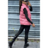 Doudoune en simili fuchsia sans manche ajustable à la taille