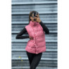 Doudoune en simili fuchsia sans manche ajustable à la taille