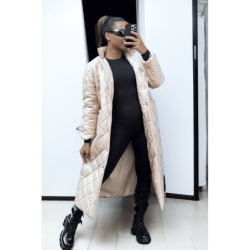 Longue doudoune matelassé en beige