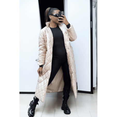Longue doudoune matelassé en beige