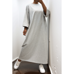 Longue robe over size en coton gris très épais