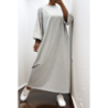 Longue robe over size en coton gris très épais