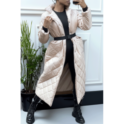 Longue doudoune matelassé en beige