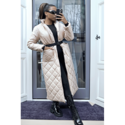 Longue doudoune matelassé en beige