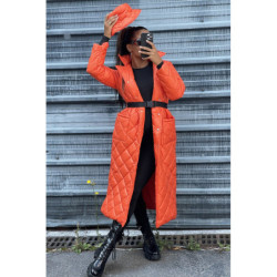 Longue doudoune matelassé en orange