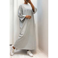 Longue robe over size en coton gris très épais
