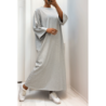 Longue robe over size en coton gris très épais
