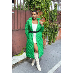Longue doudoune matelassé en vert